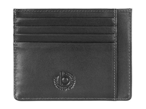 Портмоне для кредитных карт BUGATTI Primo, чёрное, натуральная воловья кожа, 11,5х0,5х9 см