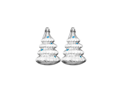 Новогоднее подвесное украшение Ёлочки в серебре из полистирола, набор из 2 шт / 8,6x5,8x3,2см