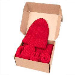 Набор подарочный НАСВЯЗИ©: шапка, шарф,  варежки, носки, красный (красный)