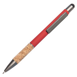 Ручка шариковая FACTOR GRIP со стилусом (красный, серый)