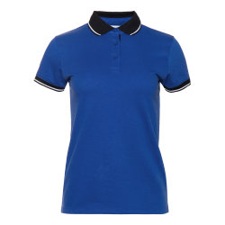 Рубашка поло женская STAN с контрастными деталями хлопок/полиэстер 185, 04CW, синий