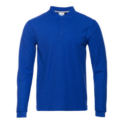 Рубашка поло мужская STAN длинный рукав хлопок/полиэстер 185, 04S, синий