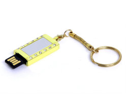 USB-флешка на 16 Гб в виде Кулона с кристаллами, мини чип, золотой