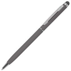 Ручка шариковая со стилусом TOUCHWRITER SOFT, покрытие soft touch (серый, серебристый)