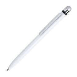 Шариковая ручка со стилусом VERNE, белый,  антибактериальный пластик (белый)